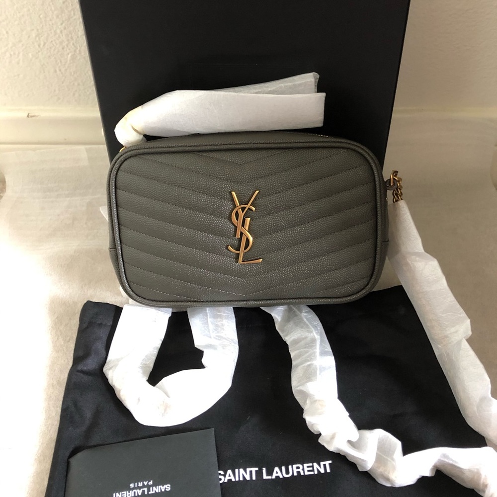 💕SOLD💕BRAND NEW YSL MINI LOU GREY/PEEBLE IN GHW
